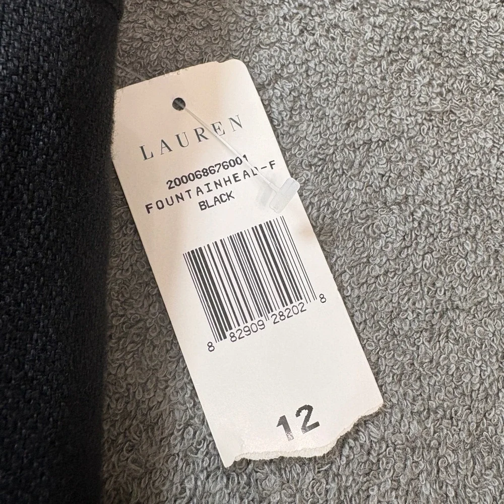 Lauren Ralph Lauren Pencil Skirt Womens 12 Black Fountainheal-F Linen Lined NEW